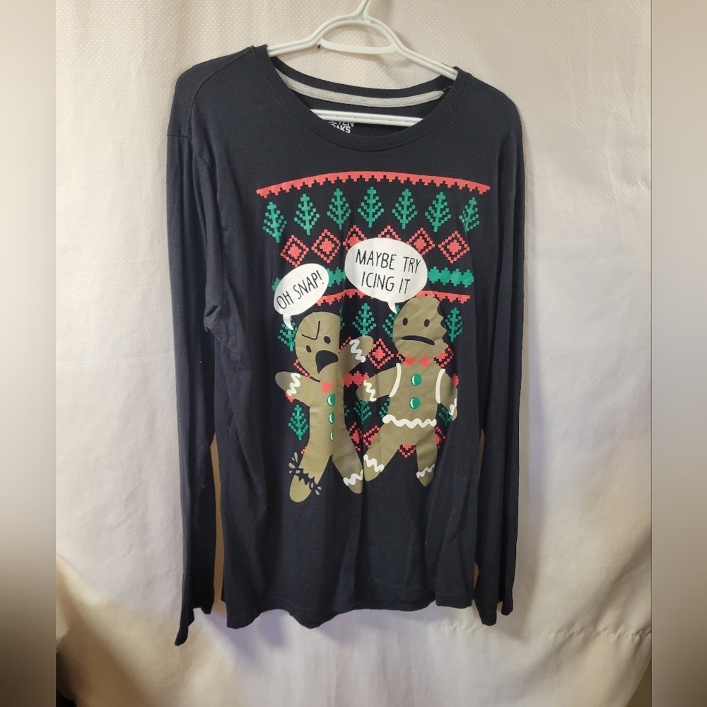Seven Oaks Size XXL Christmas Holiday long Sleeve‎ Tshirt Gingerbread Man